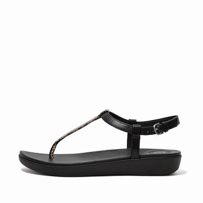 Fitflop Tia Snake Print Leather Back-Strap - Sandalen Damen - Schwarz Schlangenoptik (ZUY452083)